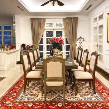 phòng ăn trải thảm